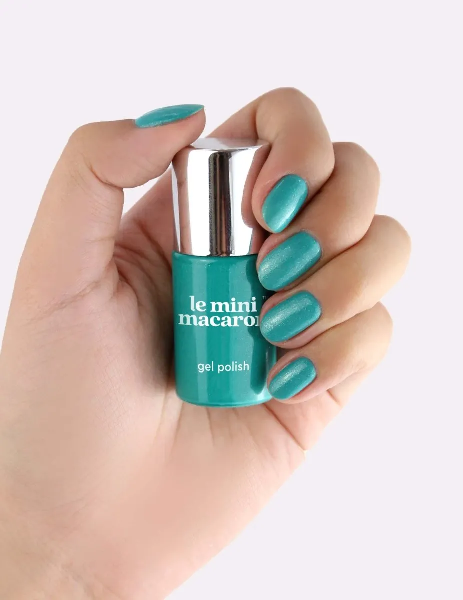 Le Mini Macaron Sparkling Sea Salt gellack blågrön glitter