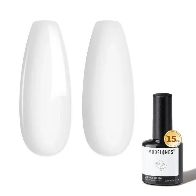 Modelones White gellack vit 15 ml soak off täckande