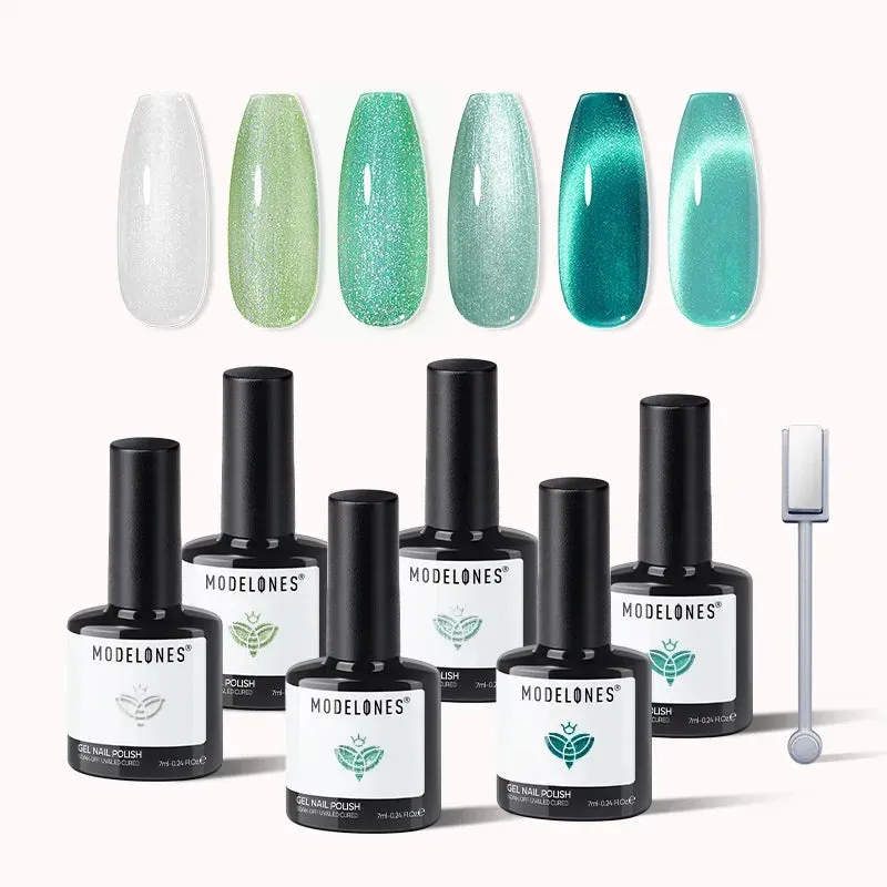Modelones Sea Glass Greens gellack 6-pack cat eye