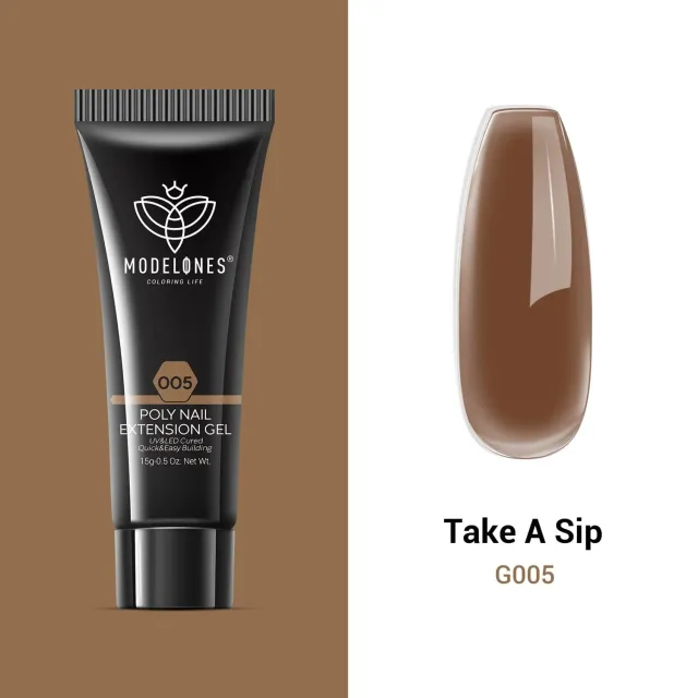 Modelones Single Poly Nail Gel polygel Take A Sip 15g brun jelly