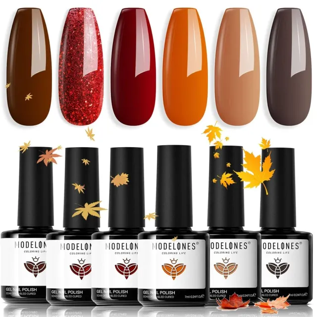 Modelones Fall gellack 6-pack brun orange vinröd