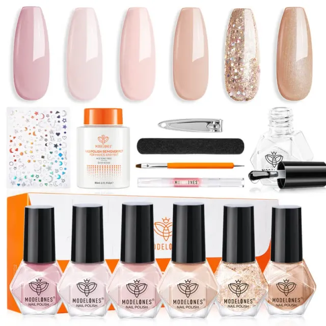 Modelones Rose Fairy nagellack 6-pack guldrosa skimmer