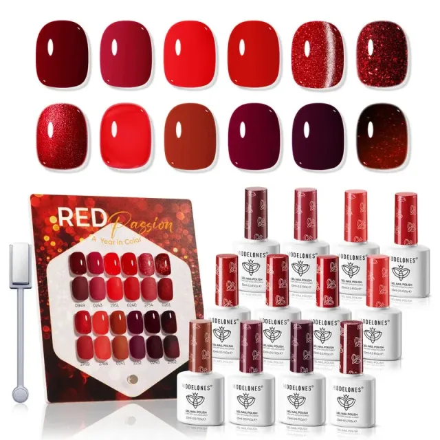 Modelones Hold Me Close gellack set 12-pack röd HEMA-fri