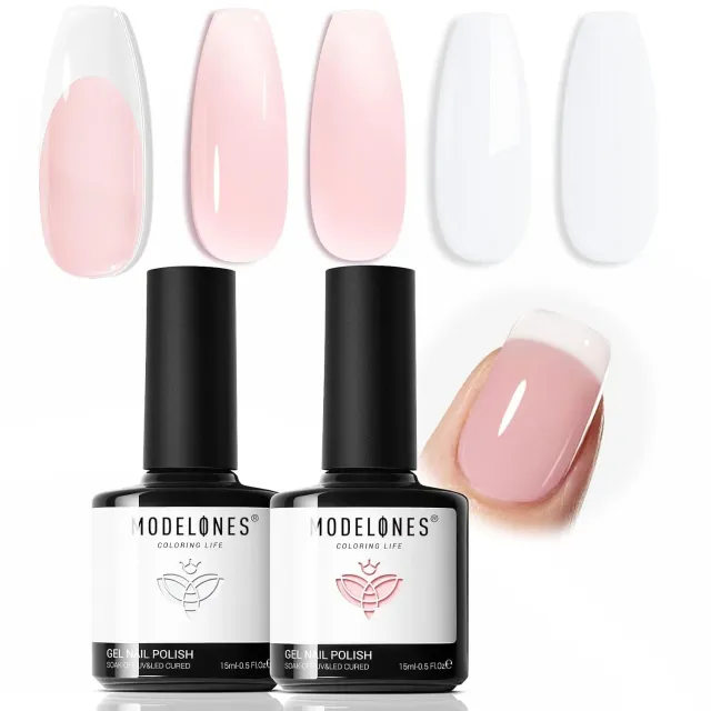 Modelones French Manicure gellack 2-pack vit nude 15 ml