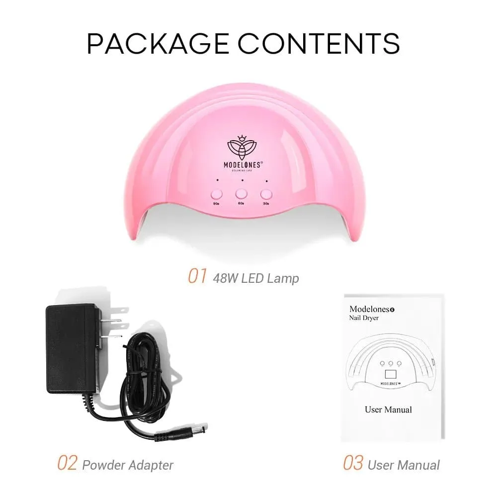 Modelones 48W UV/LED nagellampa gel 45s/60s timer