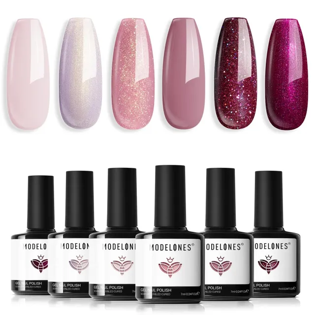 Modelones Rose Garden gellack 6-pack nude glitter