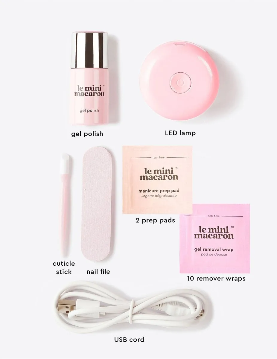 Le Mini Macaron Pink Quartz gellackskit ljusrosa skimmer