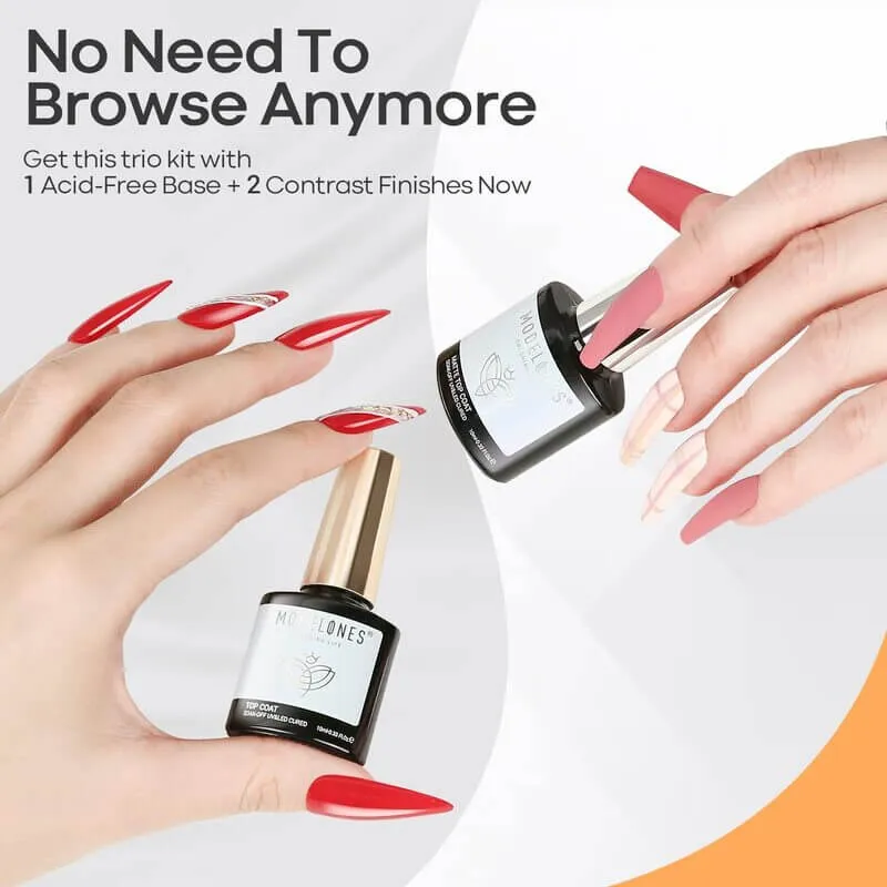 Modelones Matte & Shine base- och topplack gel trio