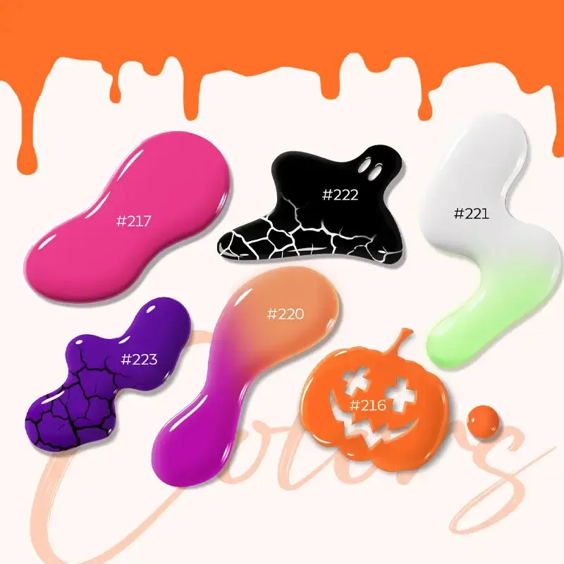 modelones Shattered Mask nagellacksset 6 färger halloween glow