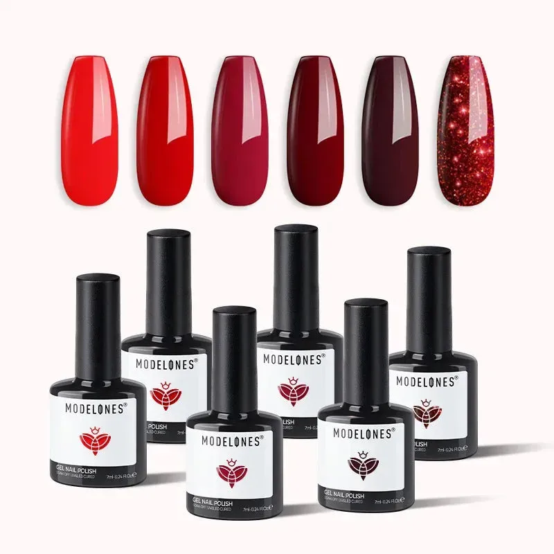 Modelones Ruby gellack 6-pack röda nyanser