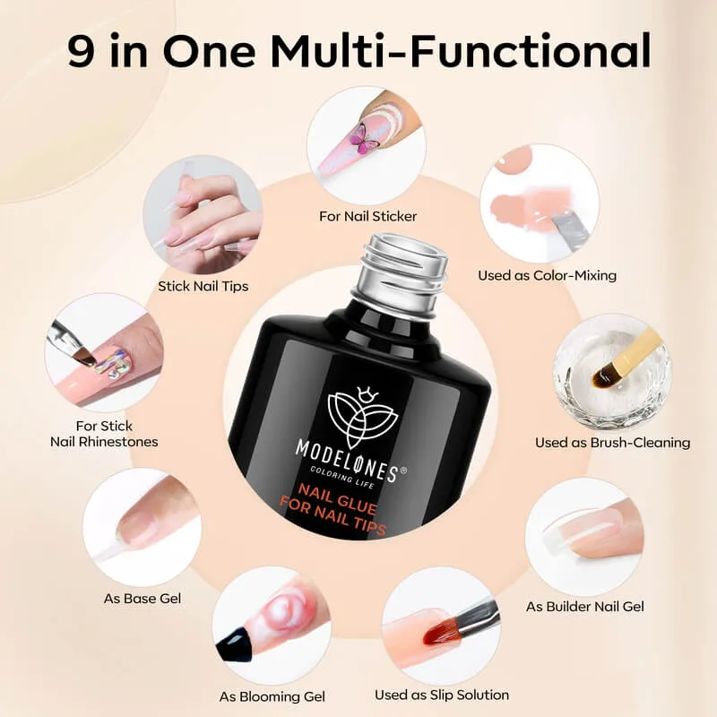 Modelones 4-in-1 Nagellim & Builder Gel Set 2x10 ml starkt