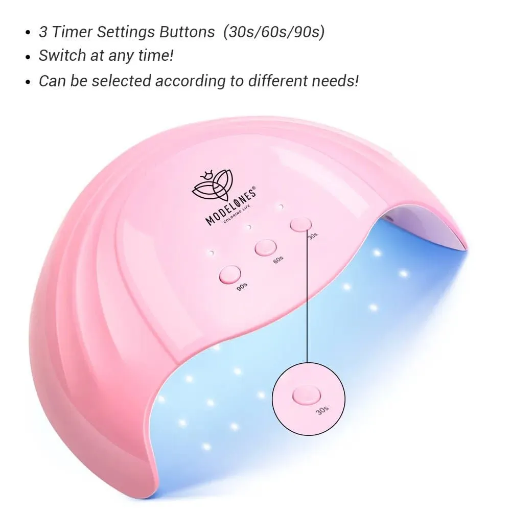 Modelones 48W UV/LED nagellampa gel 45s/60s timer