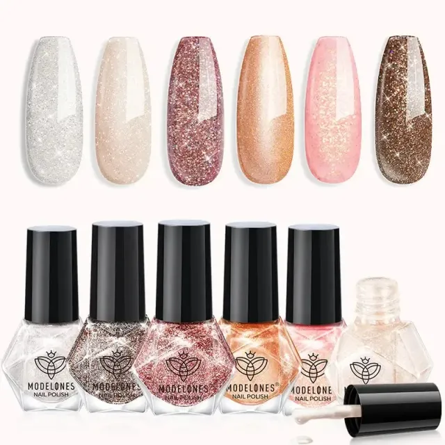 Modelones Magic Sparkle nagellackset 6-pack – glittermix