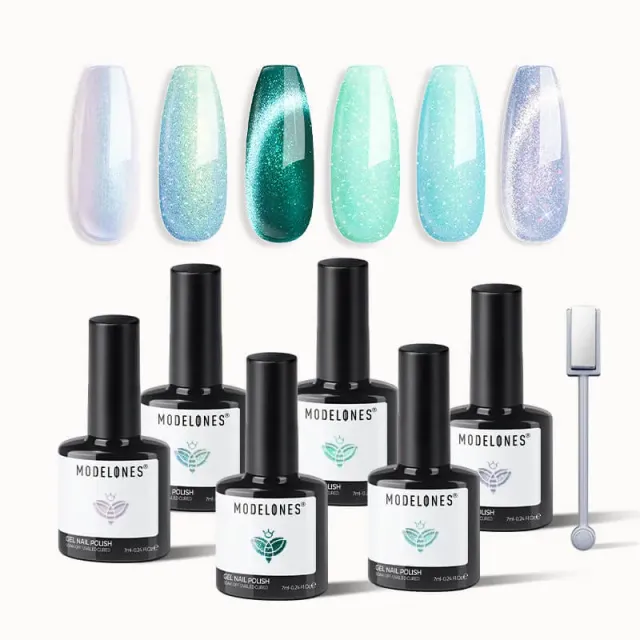 Modelones Misty Shadow gellack 6-pack cat eye grå