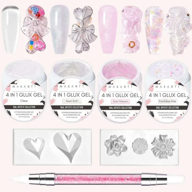 Makartt 3D Nail Gel Art Kit nagelgel vit 2-pack 3D-effekt