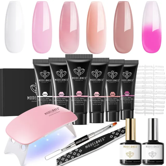 modelones Dry Rose polygel kit 6 färger