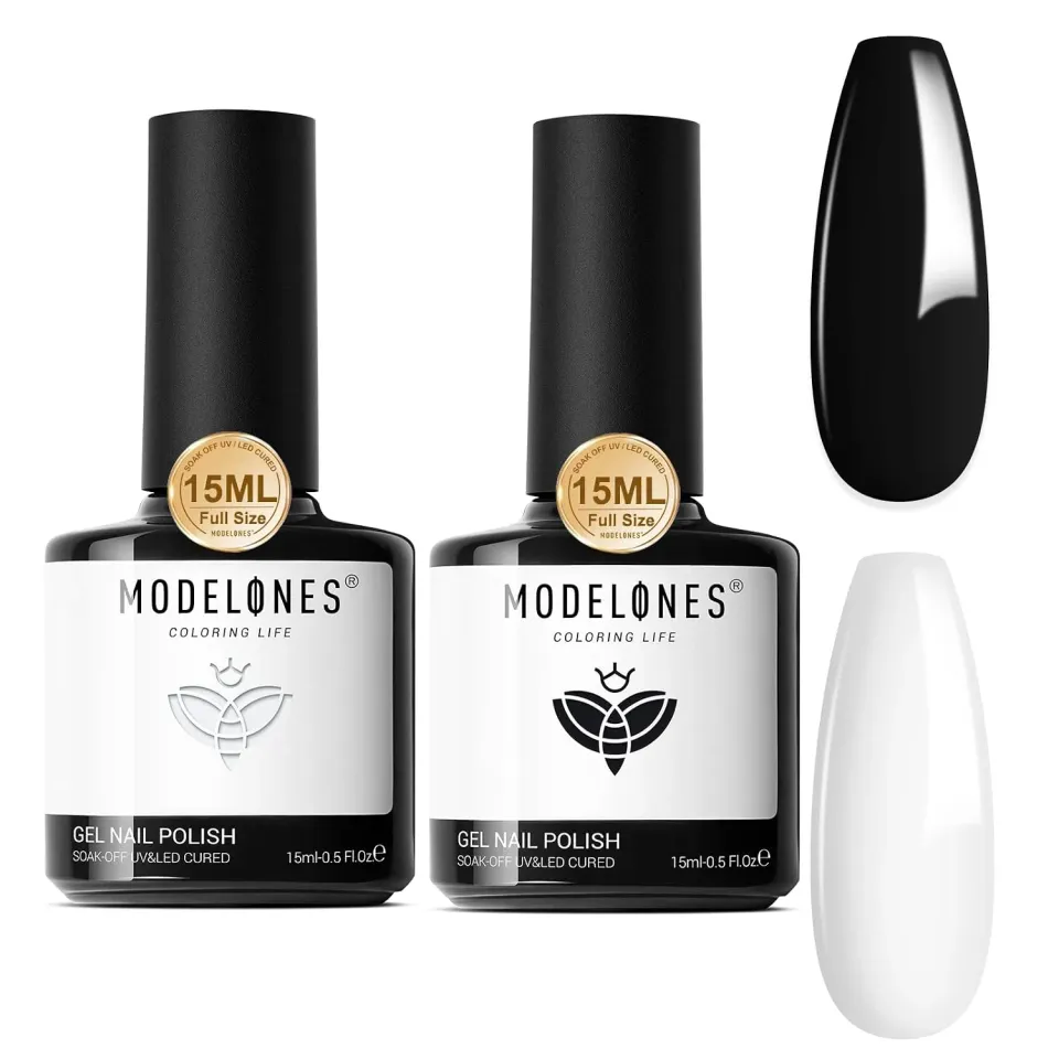 Modelones gellack set svart vitt 2x15ml täckande