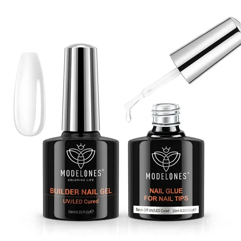 Modelones 4-in-1 Nagellim & Builder Gel Set 2x10 ml starkt