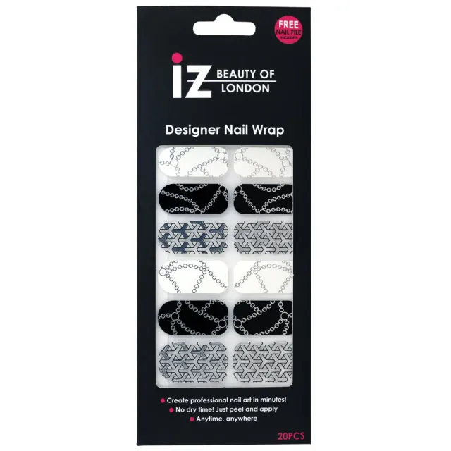 Iz Beauty Chain nagelwraps svartvit kedja