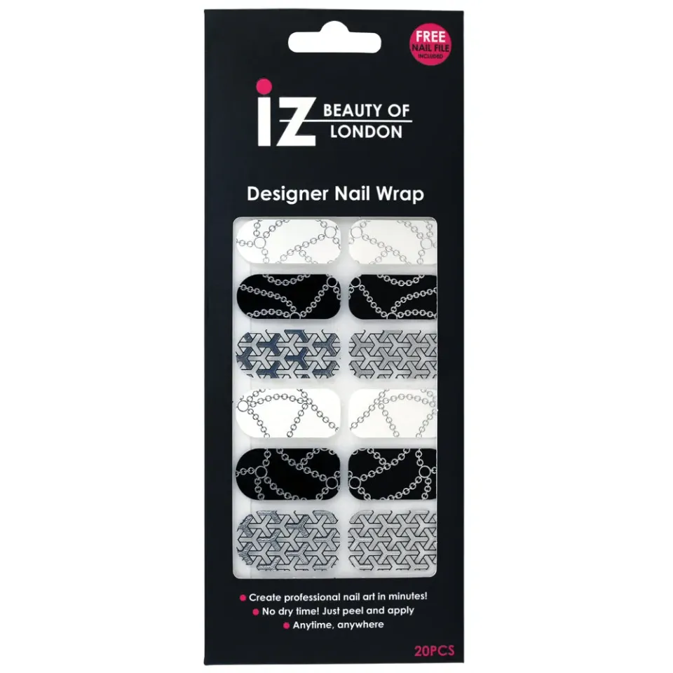 Iz Beauty Chain nagelwraps svartvit kedja