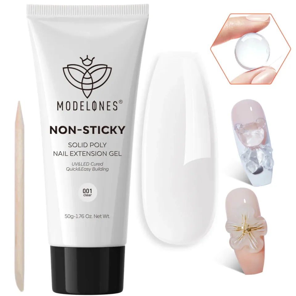 Modelones Non-sticky Solid Extension Gel polygel clear stark