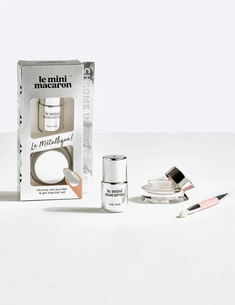 Le Mini Macaron Le Métallique nagelpuder & topcoat set