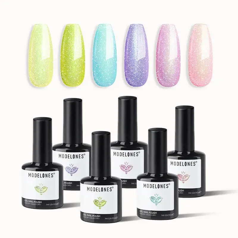 modelones Passion Power gellackset 6-pack rosa glitter