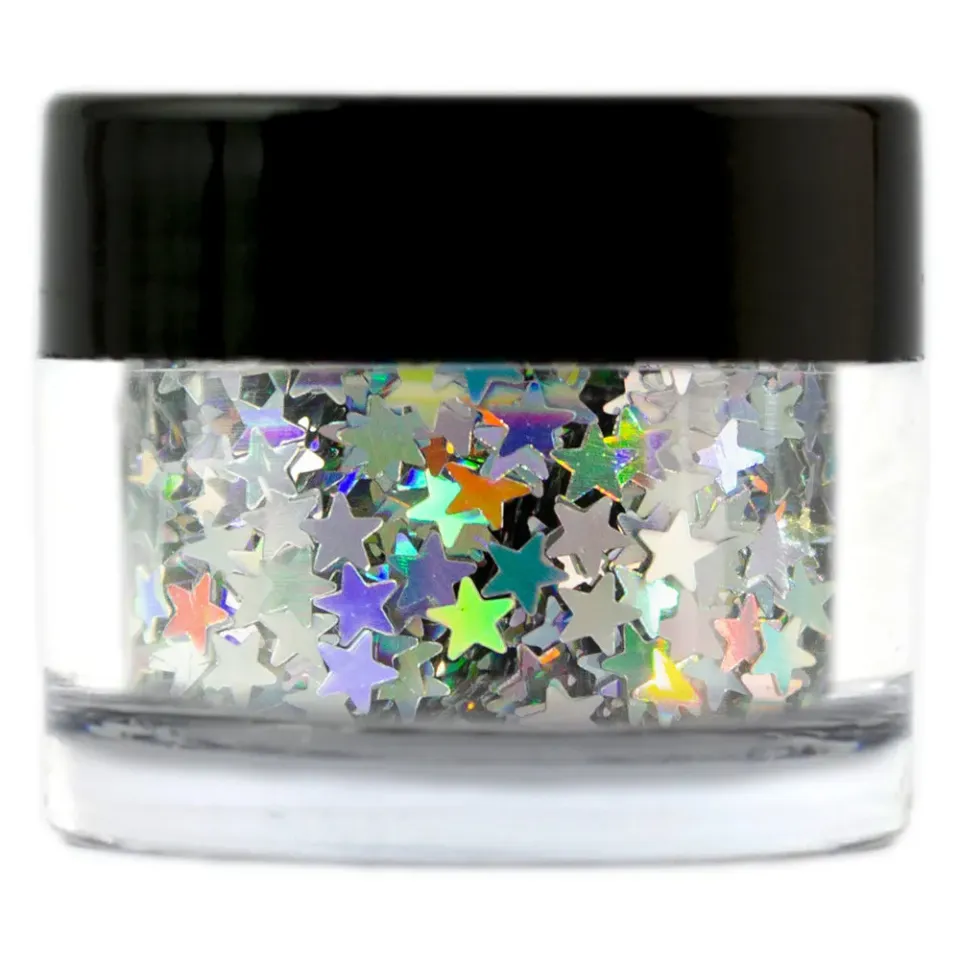 Iz Beauty Silver Holographic Glitter Stars nagelglitter 6g