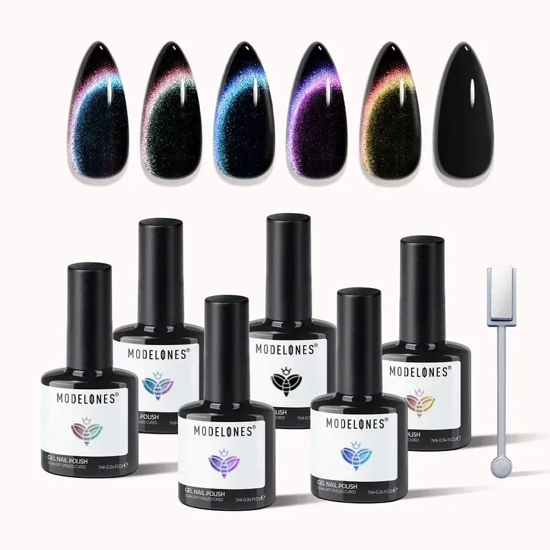 Modelones Rainbow Aurora gellack set 6-pack cat eye