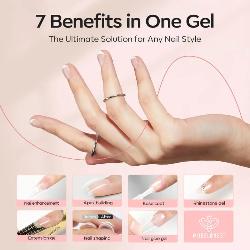 modelones 8-i-1 Rose Pink builder gel + top coat set 2x10 ml