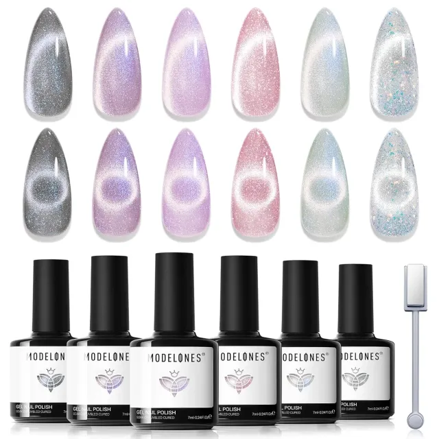Modelones Dreamy Veil cat eye gellack 6-pack pastell