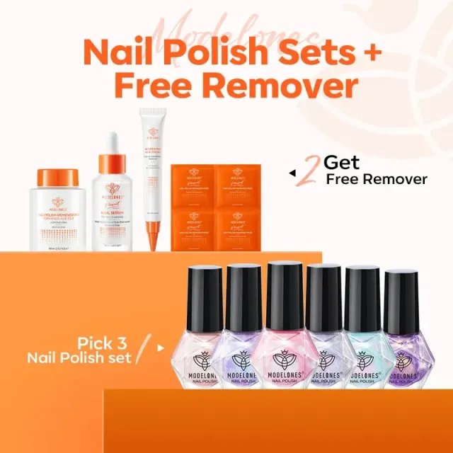 Modelones nagellacksset 3-pack med gratis remover