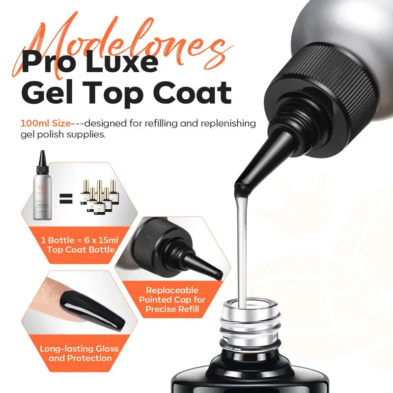 Modelones Pro Luxe Top Coat topplack 100 ml refill glans