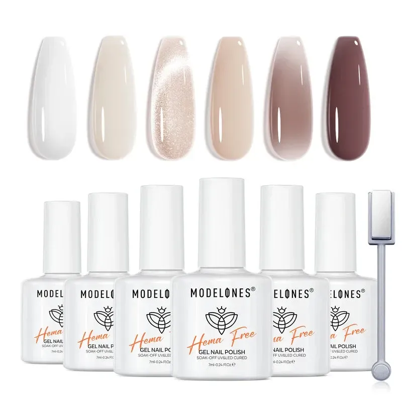 Modelones Coffee and Cream gellackset brun 6-pack kräm