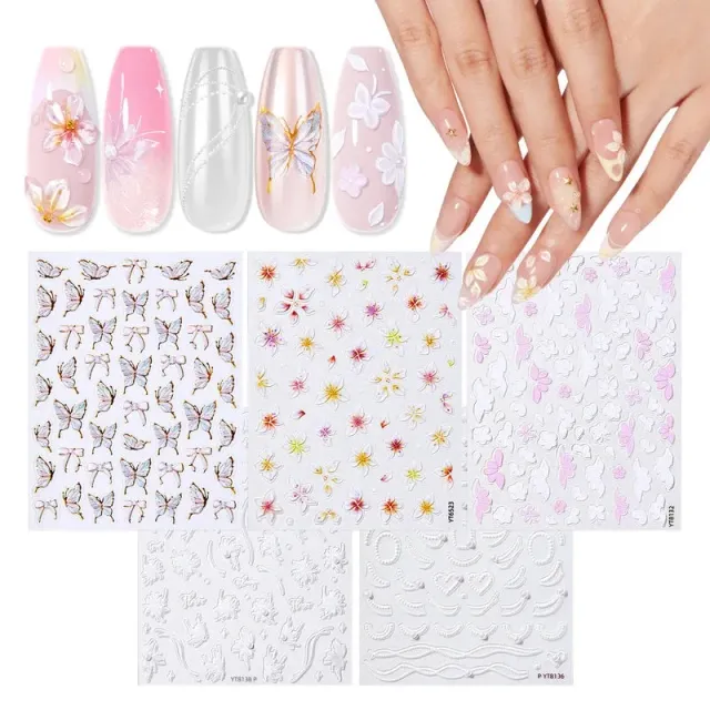 modelones Flower Dance nagelstickers blommor 5-pack