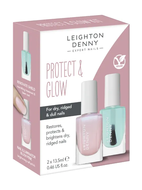 Leighton Denny Protect & Glow nagelvårdsset 2-delar