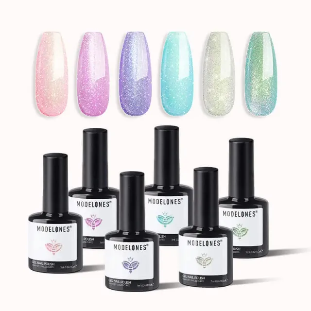 Modelones Glitter Butterfly gellack set 6 färger