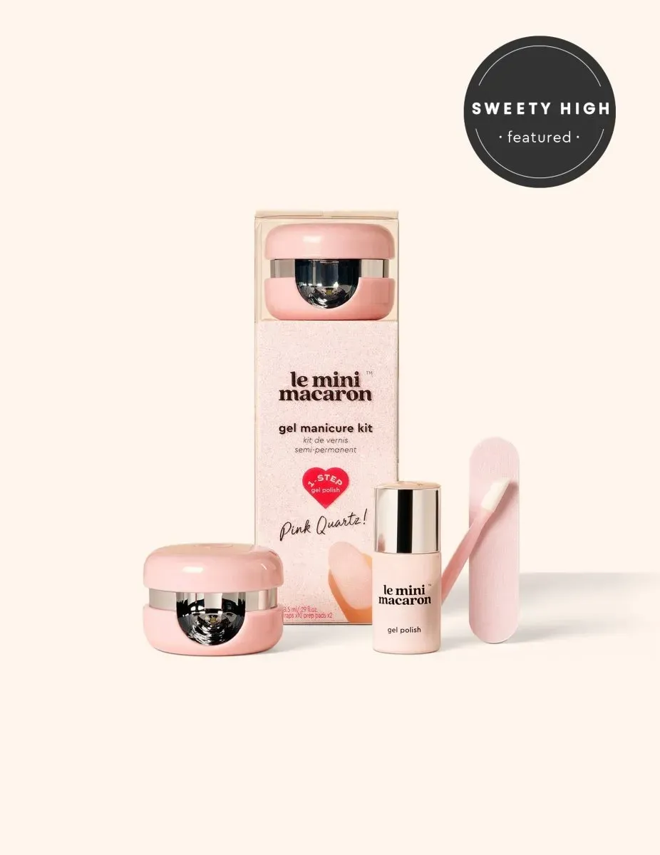 Le Mini Macaron Pink Quartz gellackskit ljusrosa skimmer