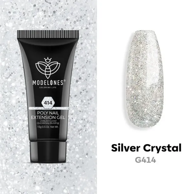 Modelones Silver Crystal polygel silver glitter 15g