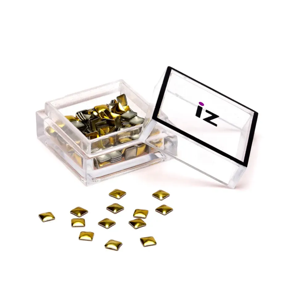 Iz Beauty Medium Gold Square nagelstuds 40-pack guld