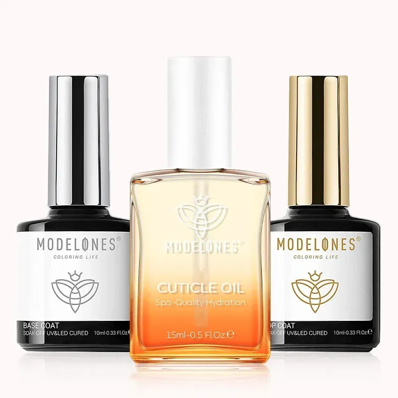 Modelones Cuticle Oil Top Base Coat nagelkit 3-delar