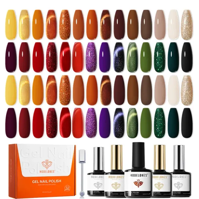 Modelones Golden Hour gellackkit brun grön lila kräm