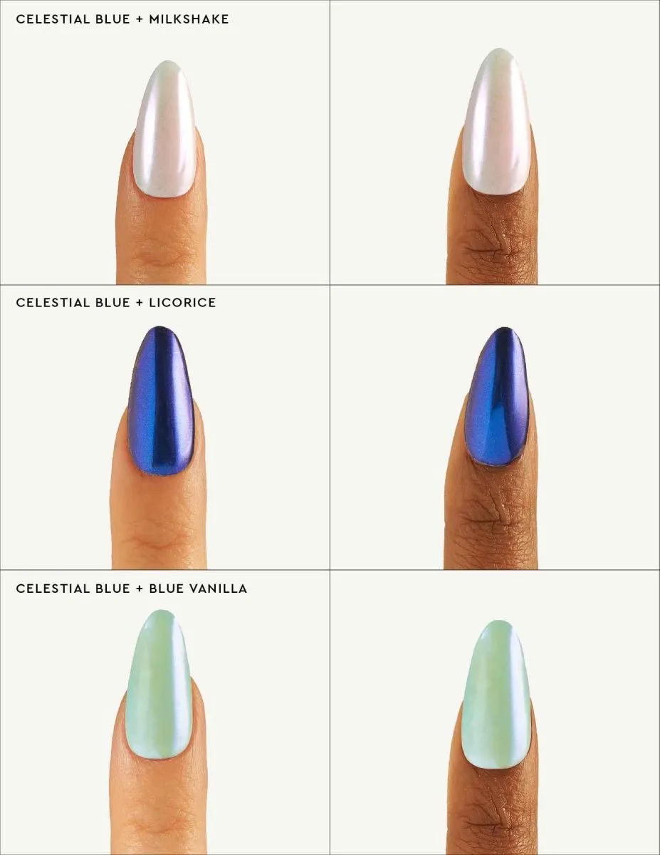 Le Mini Macaron Celestial Blue nagelpuder himmelsblå krom