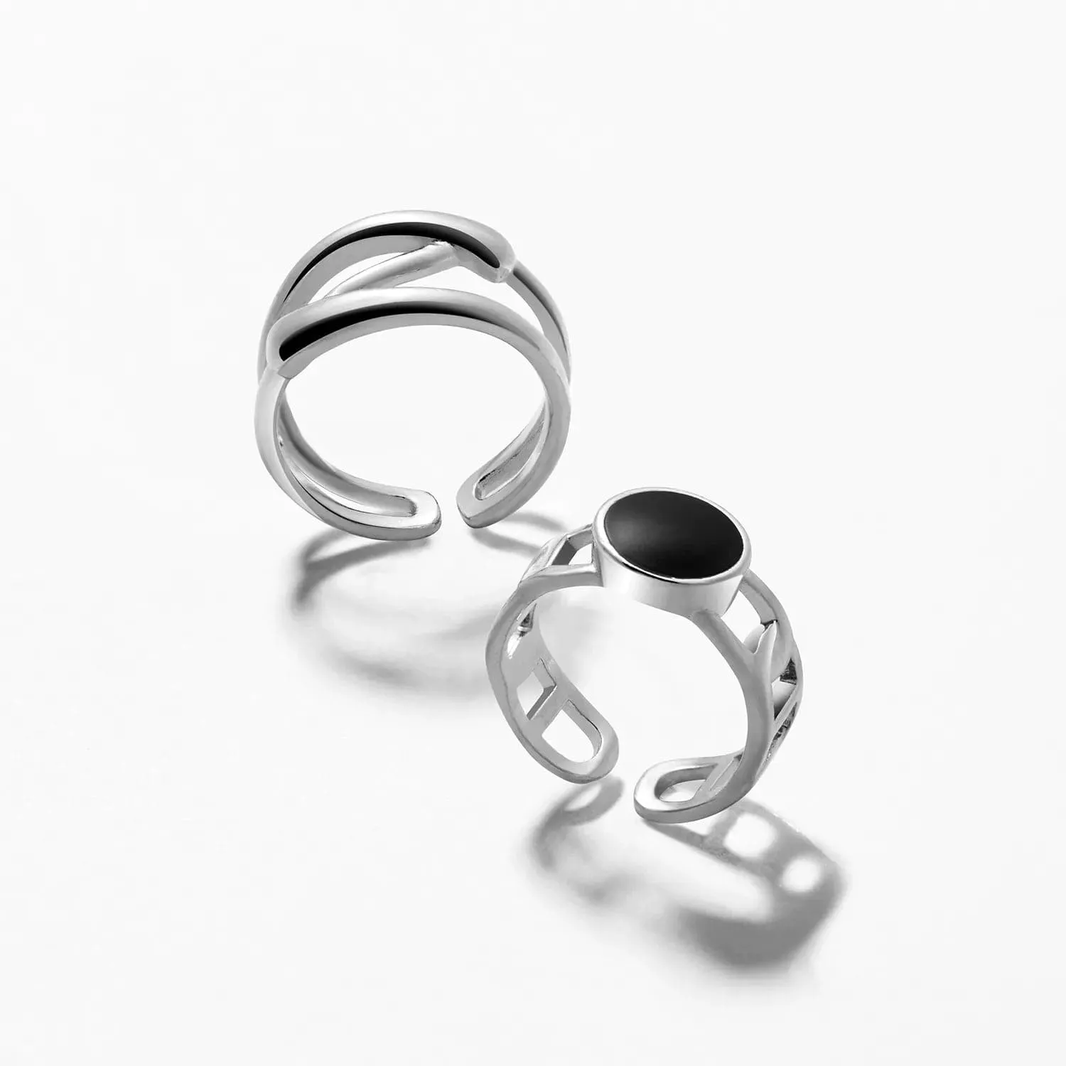 modelones Vintage Silver knuckle ringar set 2-pack silver