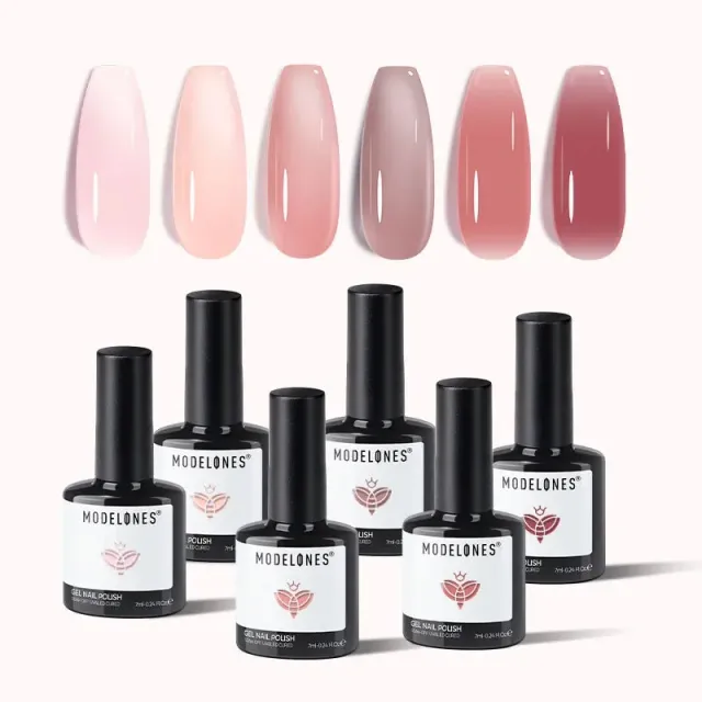 Modelones Glisten Jelly gellacksset 6 färger nude rosa