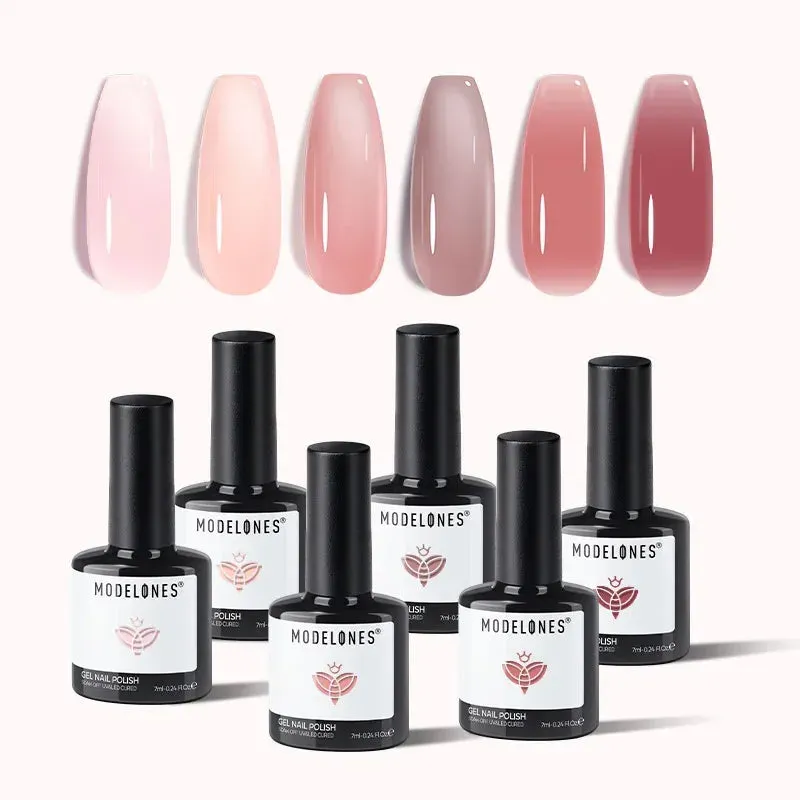 Modelones Glisten Jelly gellacksset 6 färger nude rosa