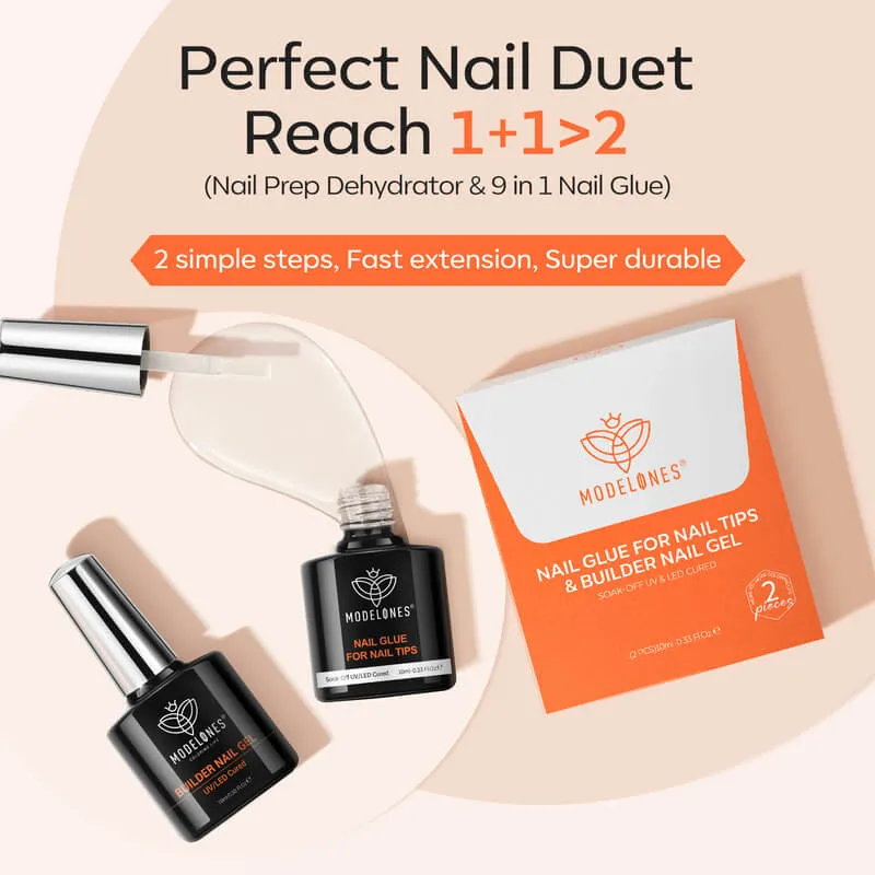 Modelones 4-in-1 Nagellim & Builder Gel Set 2x10 ml starkt
