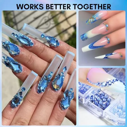 Makartt Multi-Size Rhinestones nagelstenar blå 1110-pack