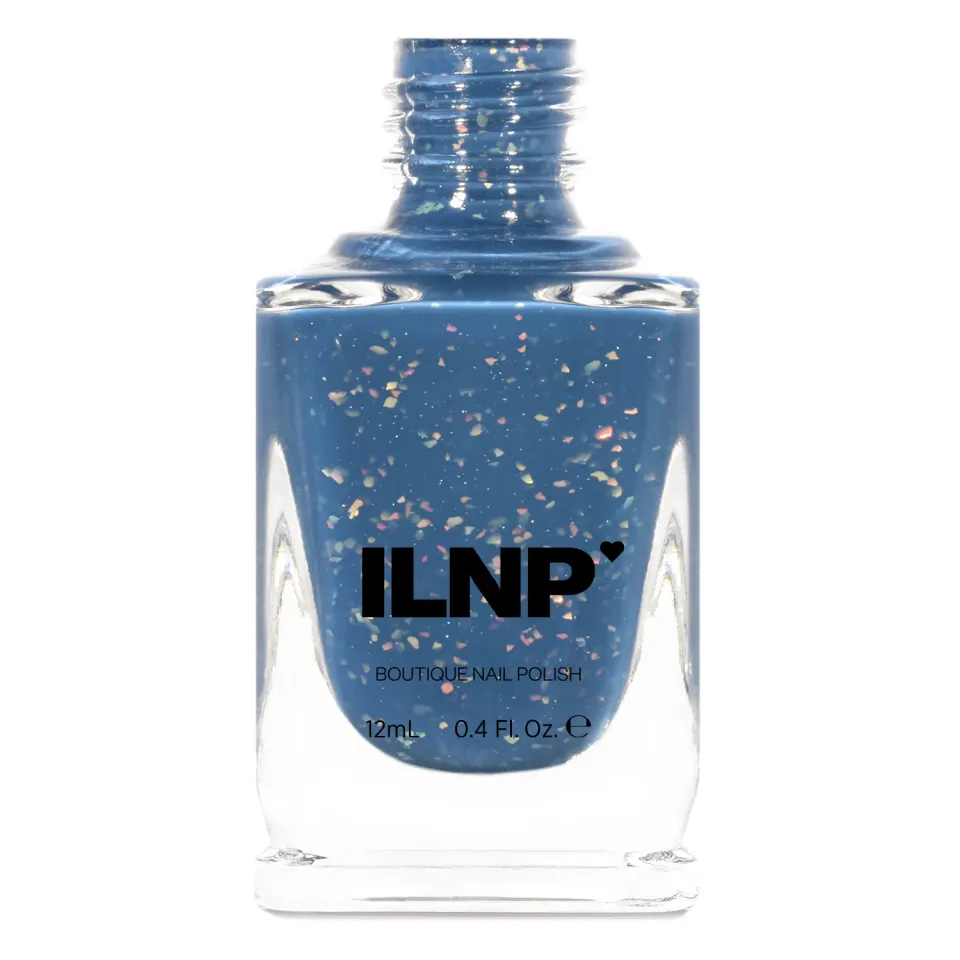ILNP Jumping Puddles nagellack blå jelly flakies