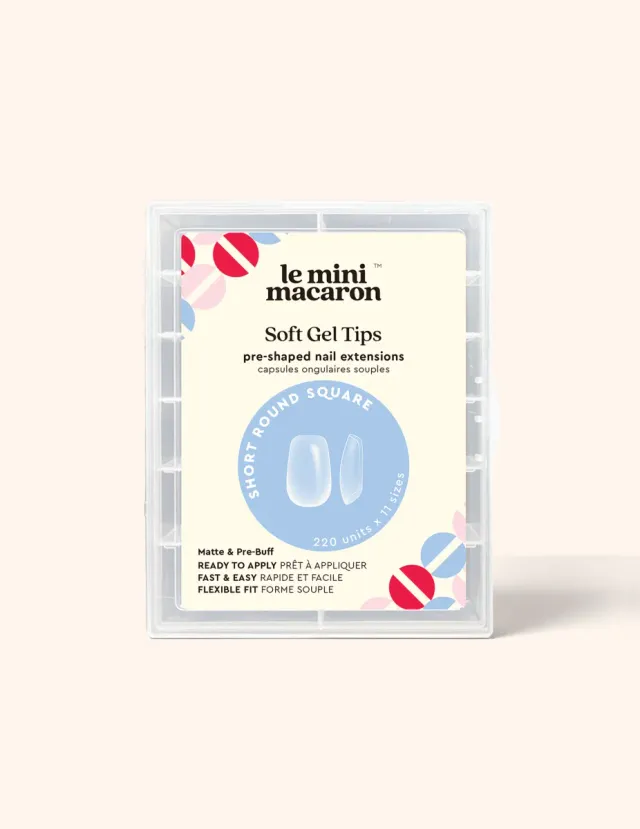 Le Mini Macaron Le Soft Gel Tips lösnaglar kort rund fyrkant